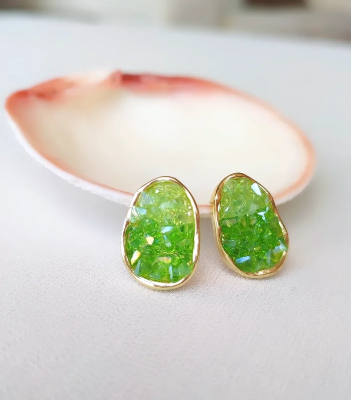 Yeşil Doğal Taş Küpe