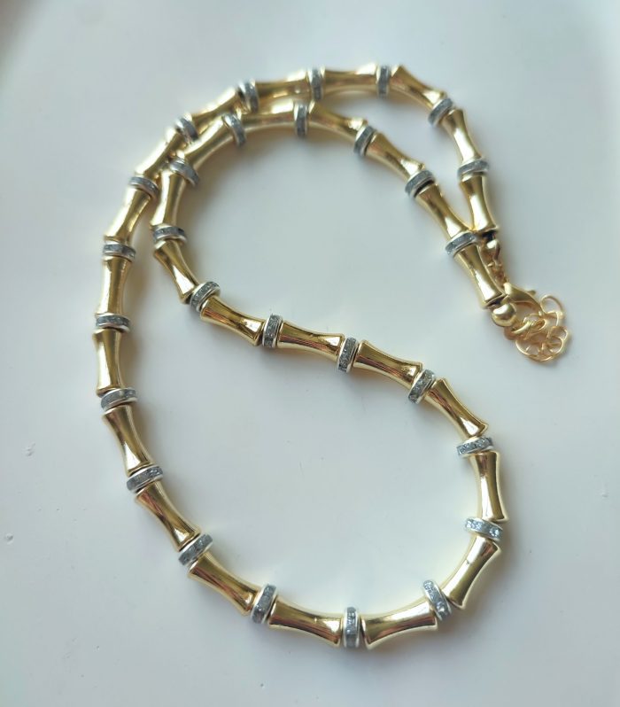 Gold Kemik Model Zirkon Taş Detay Kolye