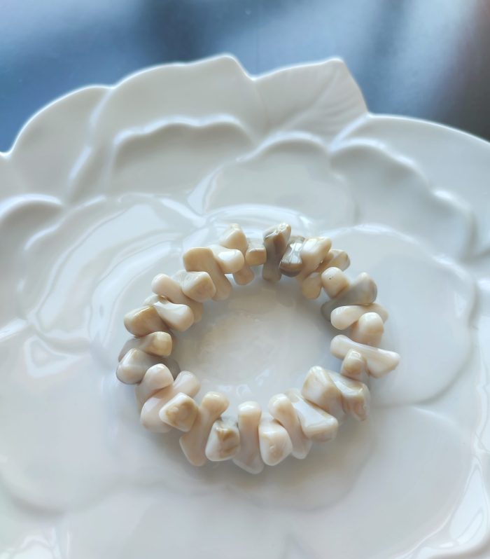 Krem Kemik Lastikli Bileklik