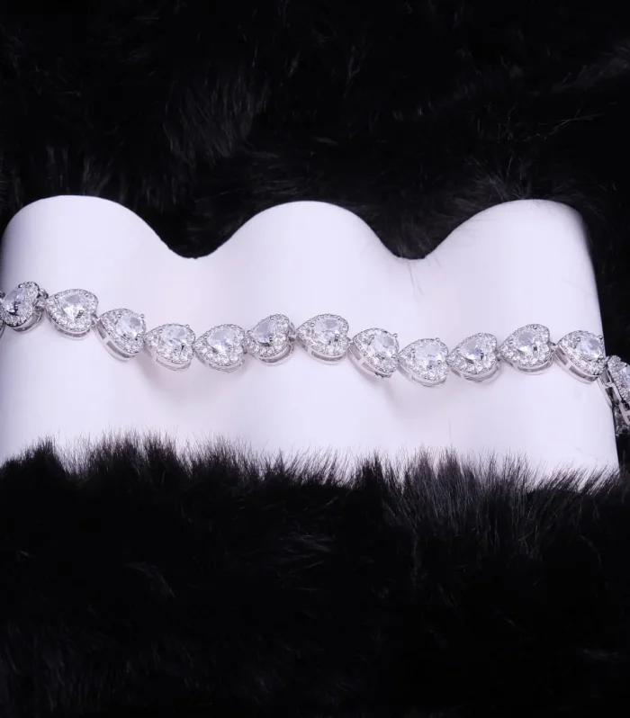 Kalp Model Zirkon Taş Silver Bileklik