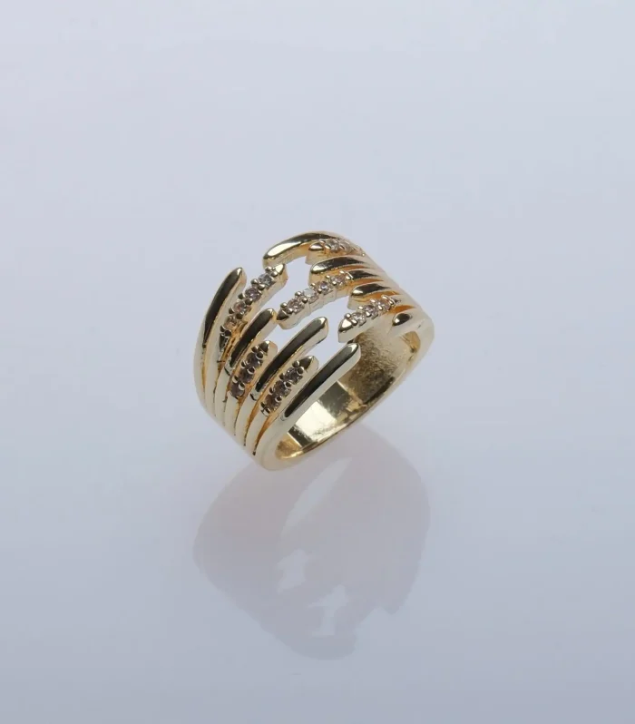 Üstten Ayarlamalı Minik Taşlı Gold Yüzük