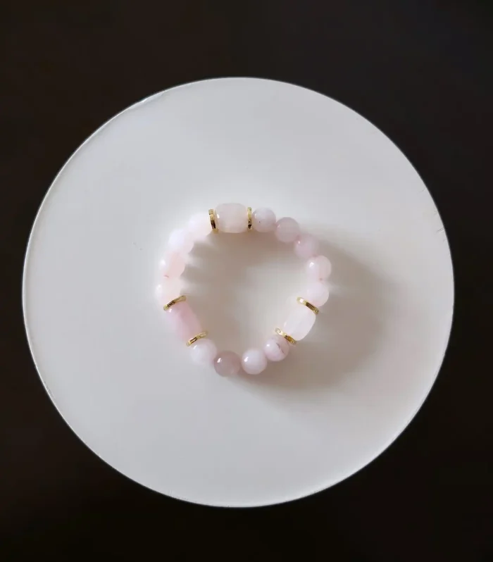 Pembe Kuvars Taşı Lastikli Bileklik