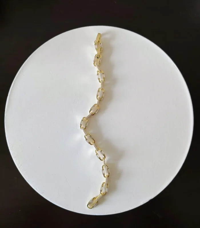 Baget Taşlı Gold Zincir Bileklik