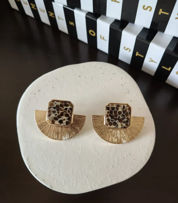 Leopar Yelpaze Küpe